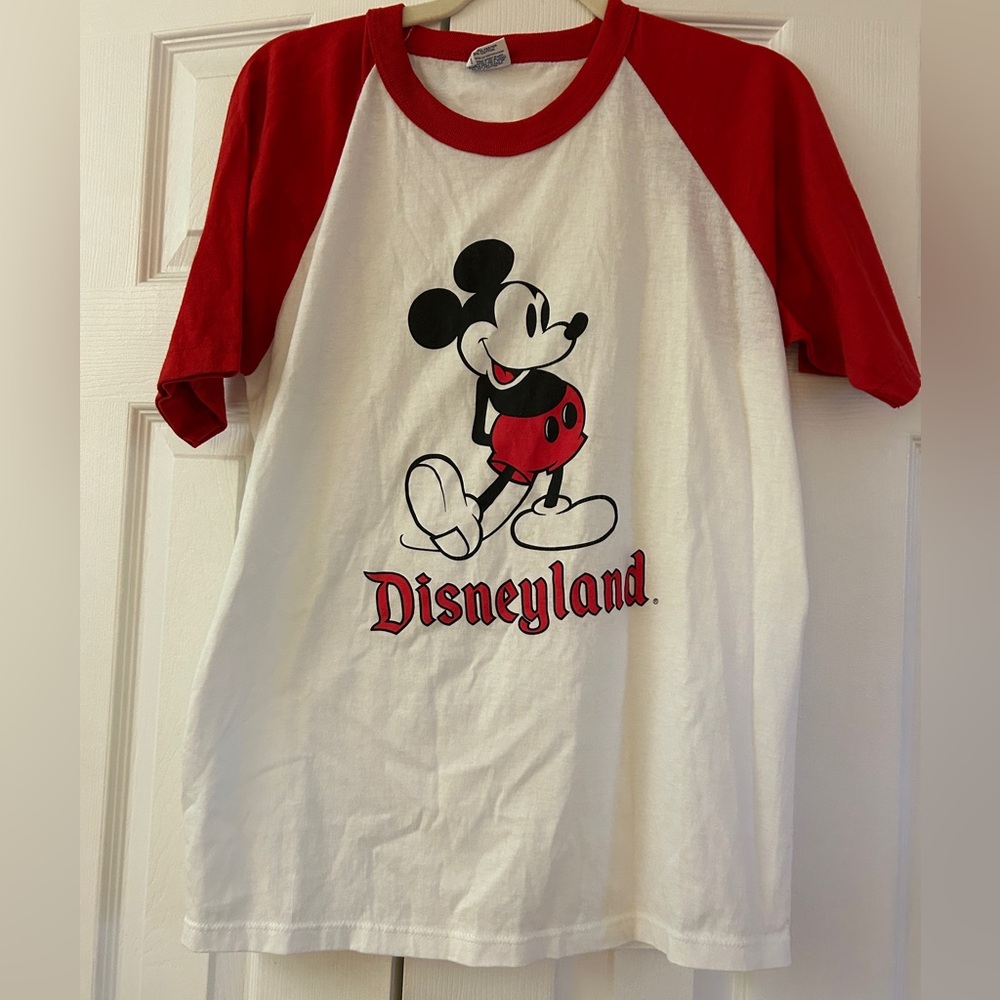 Vintage 70s Disneyland Mickey Mouse Ringer T-Shirt L Disney Character USA